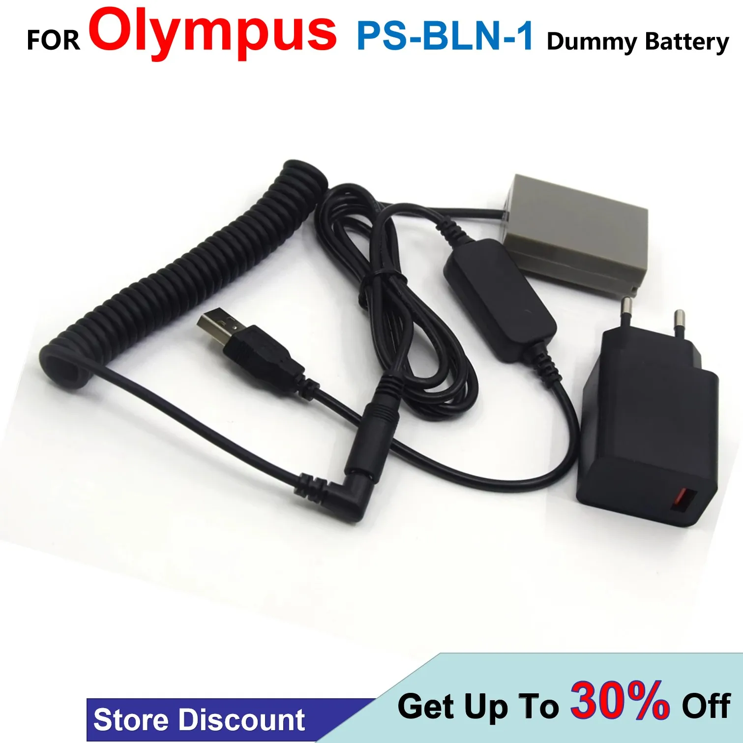 

PS-BLN1 Spring DC Coupler BLN-1 Dummy Battery+Power Bank USB Cable+QC3.0 Adapter For Olympus Camera OM-D E-M5 II 2 E-M1 PEN E-P5