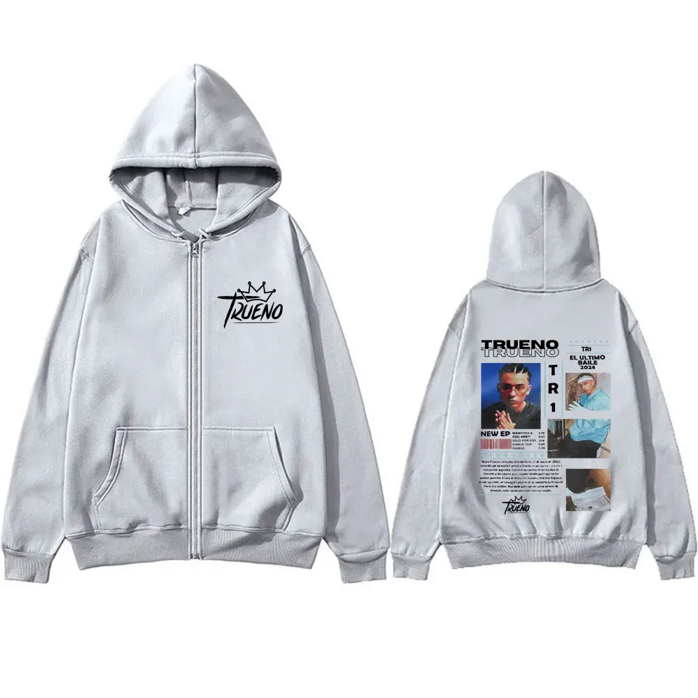 Fashion Rapper Trueno El Ultimo Baile 2024 Graphic Zipper Hoodie Male Zip Up Sweatshirt Men's Hip Hop Oversized Jacket