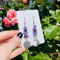 sun and moon crystal earrings hippie jewelry fairy jewelry crystal jewelry gemstone jewelry asymmetrical earrings