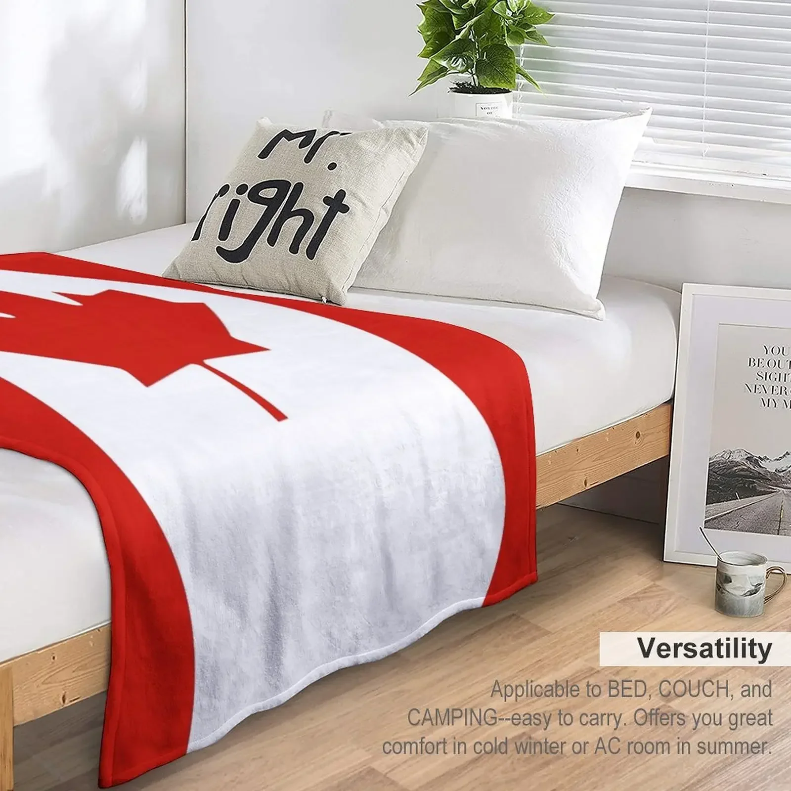 Плед с флагом Канады красивое мягкое покрывало для кровати в клетку