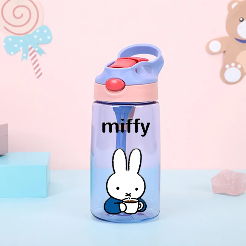 Фото Бутылка для воды Miffy 480 мл, милые детские поильники с трубочками, герметичные бутылки для воды, детские уличные стаканы для девочек, подарок на день рождения №4