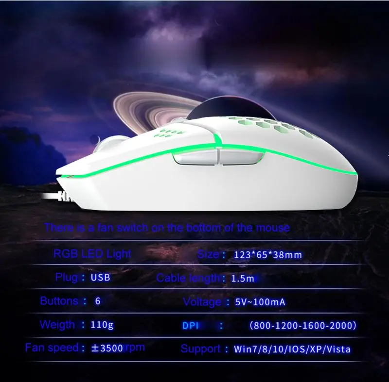 USB-мышь игровая Проводная с RGB-подсветодиодный кой 2000DPI |
