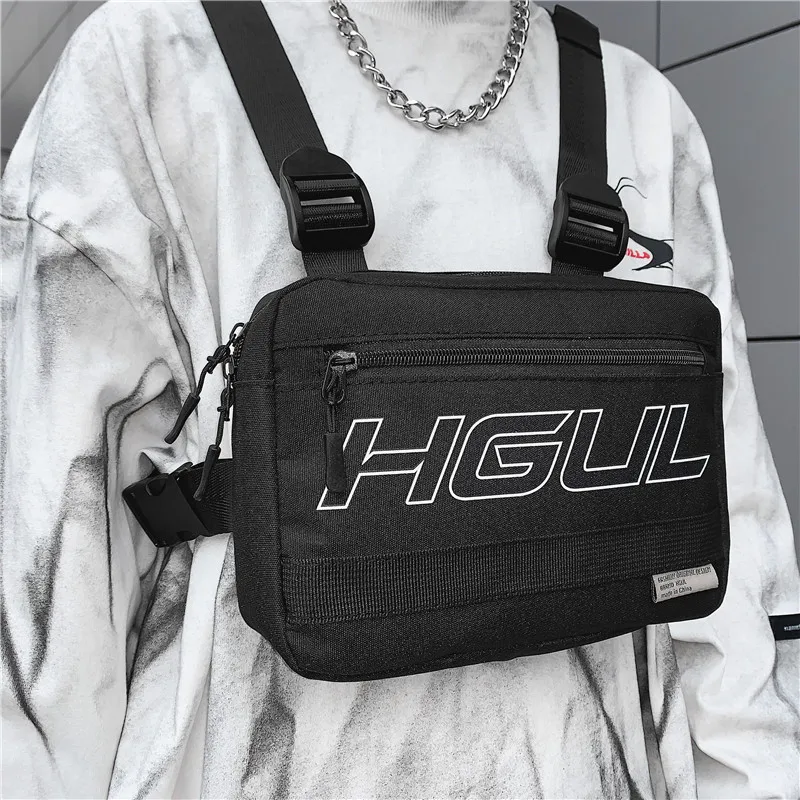 

Black Tactical Bag Men Nylon Chest Rig Bag Hip Hop Streetwear Functional Boy Chest Rig Lady Waist Pack Men Casual Chest Bag 가슴가방