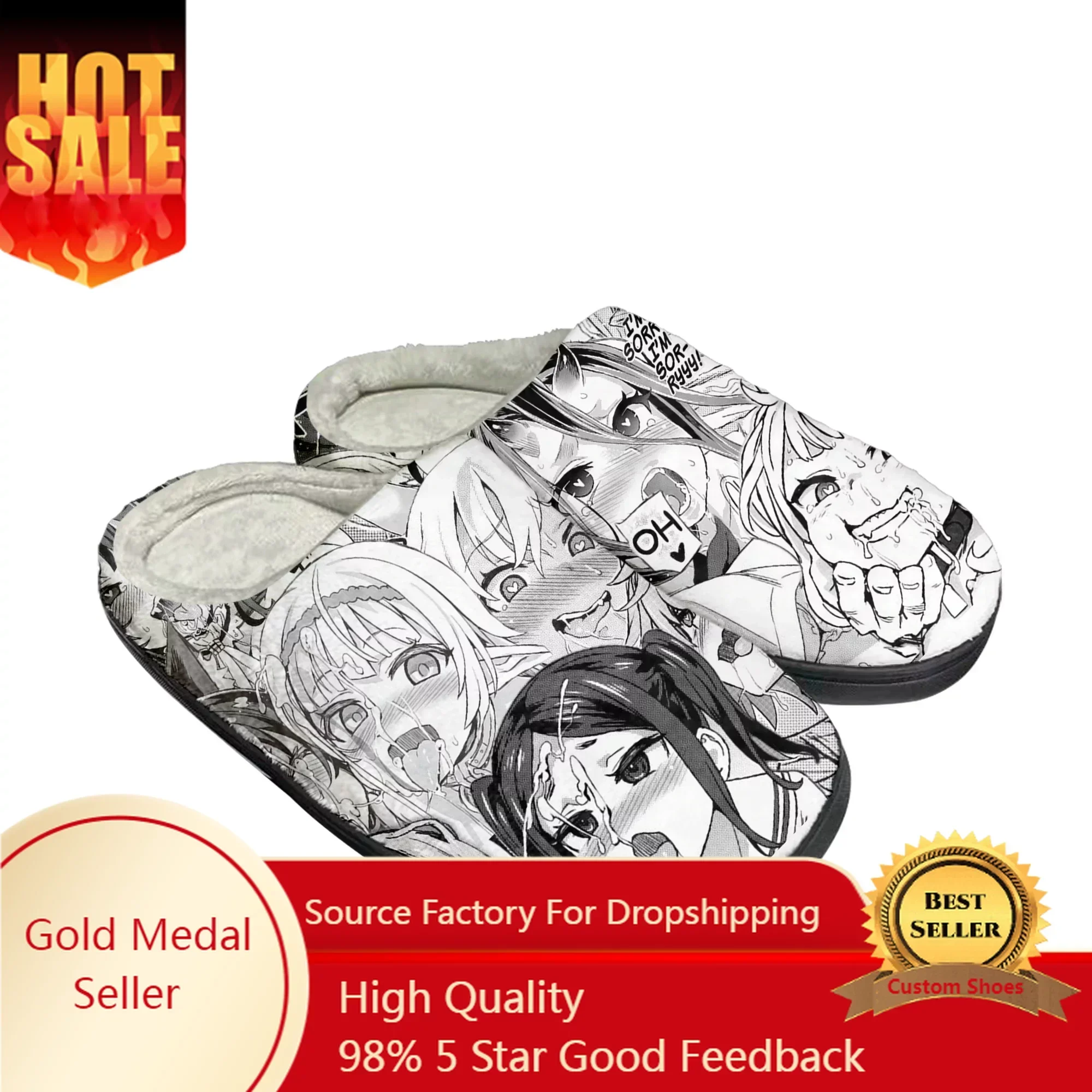 Мультяшные домашние хлопковые тапочки A-Ahegaos для мужчин и женщин плюшевые спальни