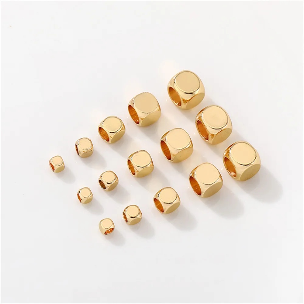 

1pcs 14K gold coated small square separated loose beads DIY handcrafted bracelets necklaces jewelry materials accessorie