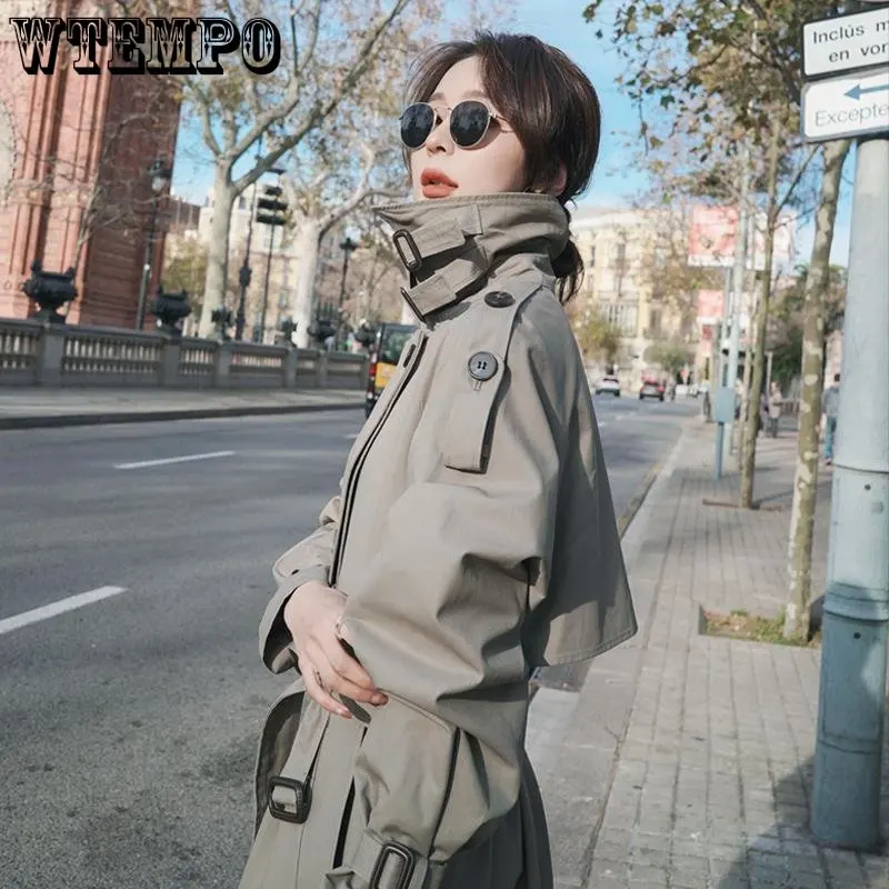 

WTEMPO Long Windbreaker Women's Korean Version of The Temperament Loose Waist and Thin Casual Coat Women Trench Autumn Winter