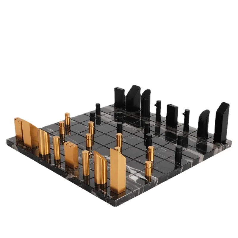 Металлические шахматные наборы роскошные мраморные фигуры алюминиевые для