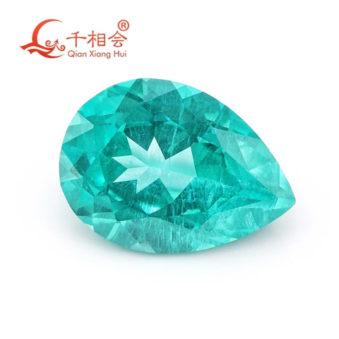 Параиба с неоновым свечением в форме груши, выращенная в лаборатории Yttrium Алюминий Гранат с инверторами Ювелирные изделия из неонового драгоценного камня YAG