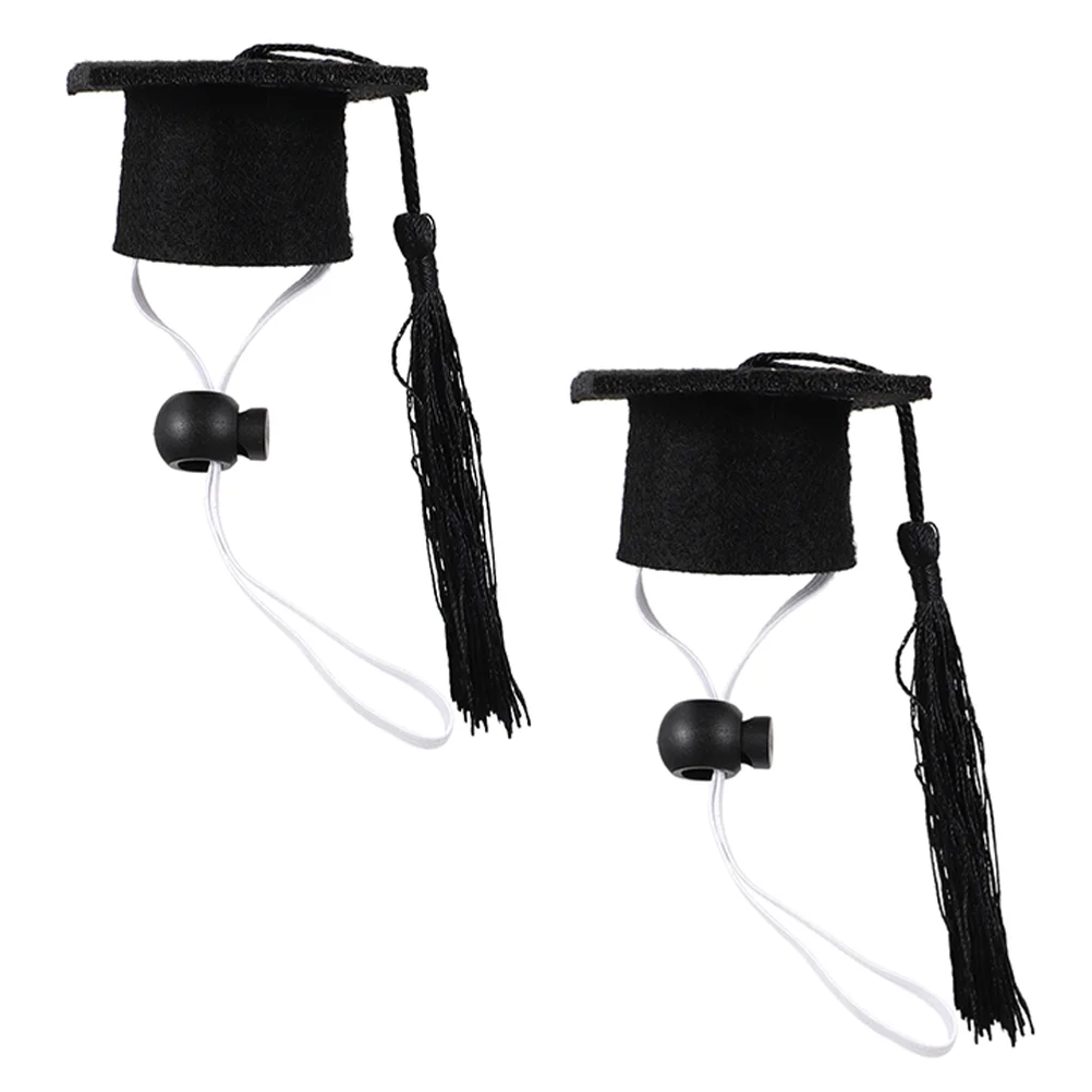 

2 Pcs Graduation Caps Gowns Dogs Mexico Hats Men Pet Grad Costume Puppy Graduation Hat Mini Elastic Hair Ties