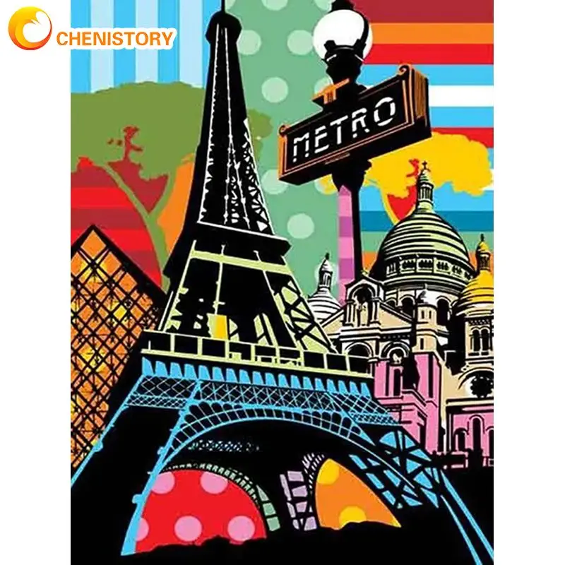 

CHENISTORY 5D Diy Diamond Painting Cartoon Paris Tower Mosaic Landscape For Adults Hobbies And Crafts Sale Home Decor Full Diam