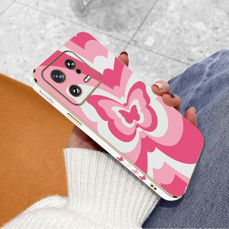 Pink Gradient Butterfly Luxury Plating Phone Case For Xiaomi Mi 13 13 Pro 12 12T 12S Ultra 11 11T Ultra 11 Lite 10 10T Cover