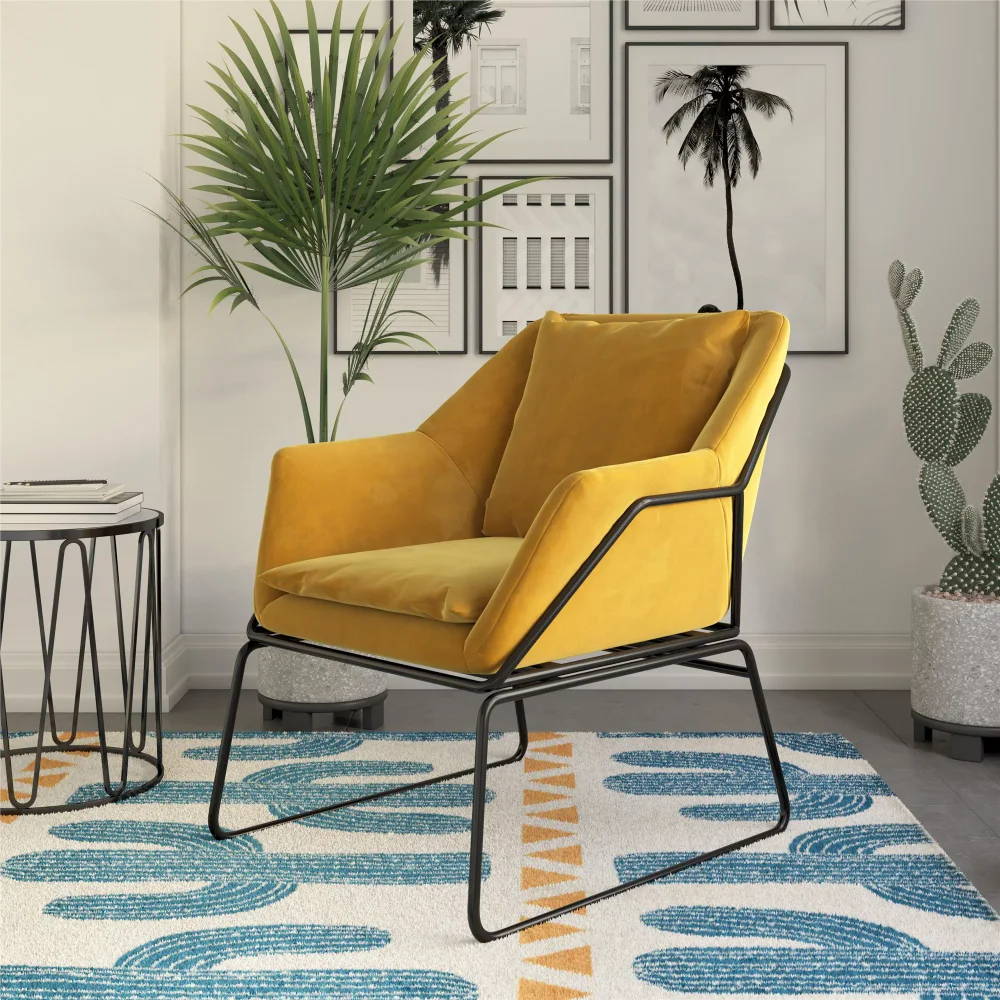 

DHP Avery Accent Chair, Mustard Yellow Velvet