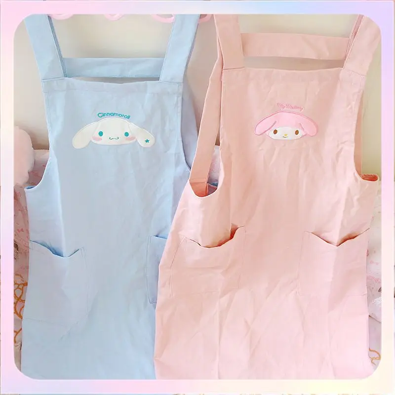 

Фартук Kawaii My Melody Cinnamoroll Kuromi на ремешке, фартук из жаростойкого хлопка, Кухонный Фартук для защиты от выпечки и очистки