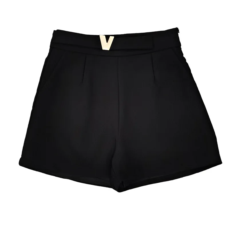 

2021 summer fashion high waist shorts women wide leg Black