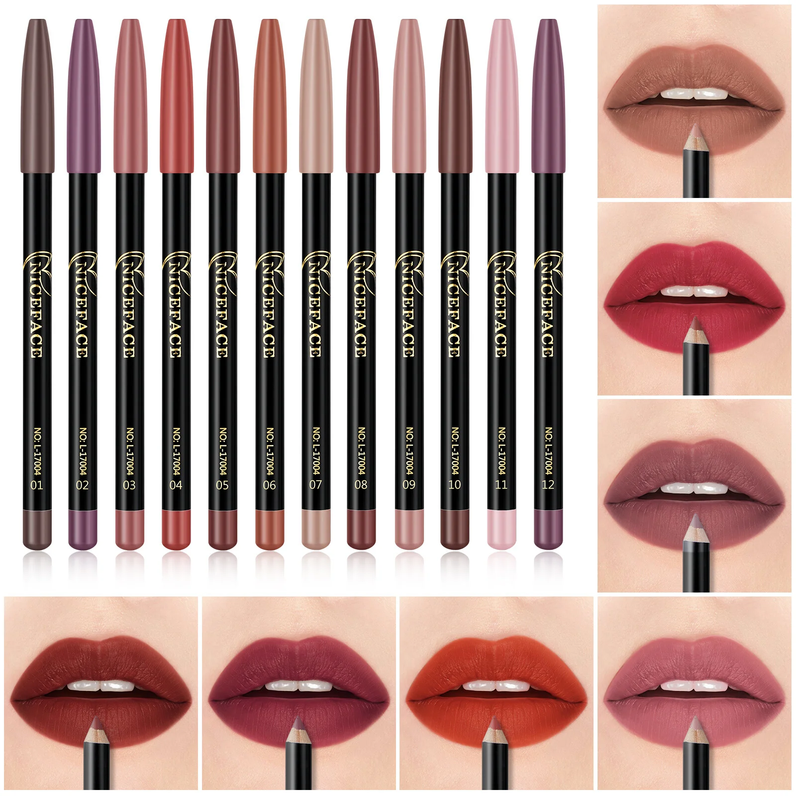 

Minkissy 12Pcs Makeup Lip Liner Set Waterproof Lip Line Pencils 12 Colors Lip Shaping for Women Lady