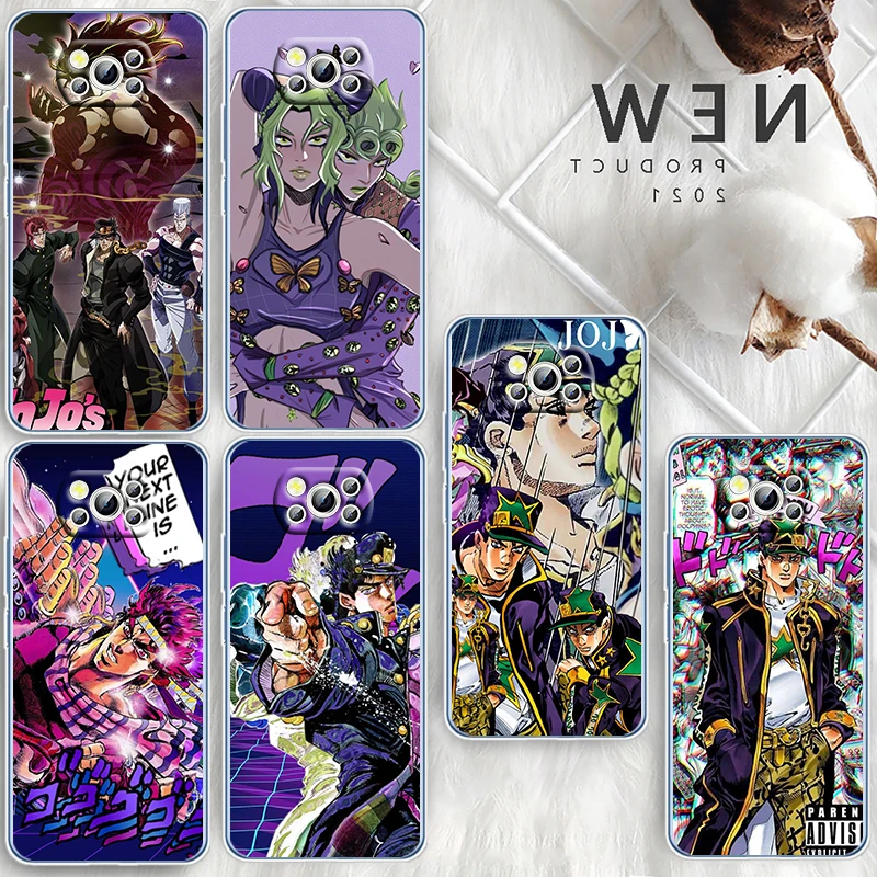 

JoJo's Bizarre Adventure For Xiaomi Redmi Note 10S 9 Civi Poco X4 X3 NFC F3 GT M4 M3 M2 X2 F2 Pro C3 5G Transparent Phone Case