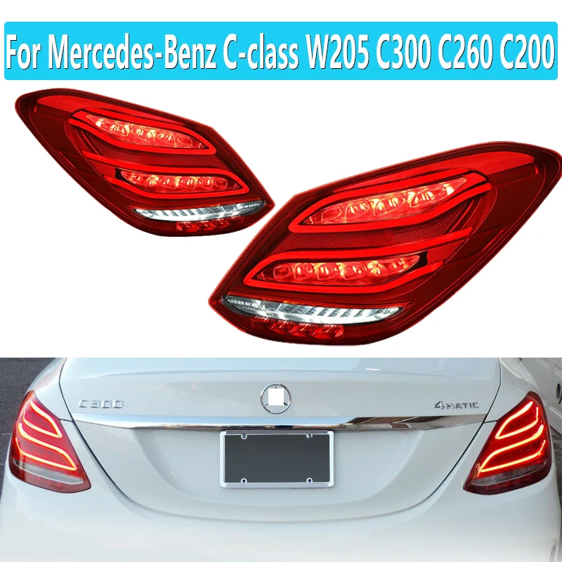 Для Mercedes-Benz C-класса W205 C300 C260 C200 2014-2020 красный задний автомобильный светодиодный
