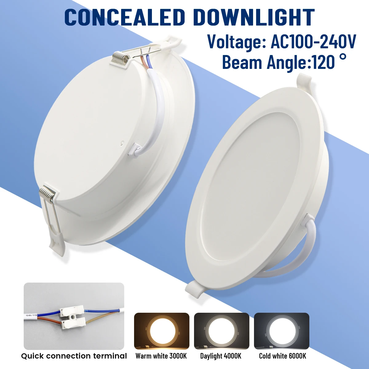 2pcs/lot Recessed Led Ceiling Light Downlight Round Panel 110V 230V 3000K 4000K 6000K 10W 24W for Home Indoor Lighting