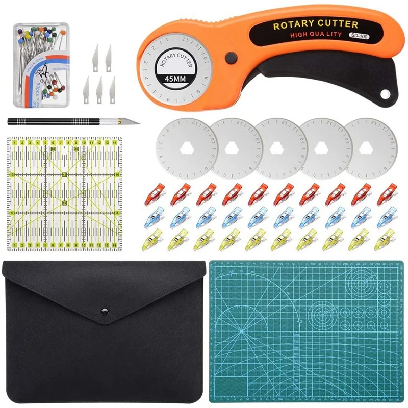 

Rotary Cutter Kit, 45Mm Rotary Cutter Quilting Tool And Carving Tool, For Clothes Fabric Leather DIY Sewing Crafting
