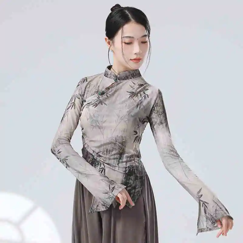 Классическая танцевальная одежда женские топы муслиновая чернила и стирка со