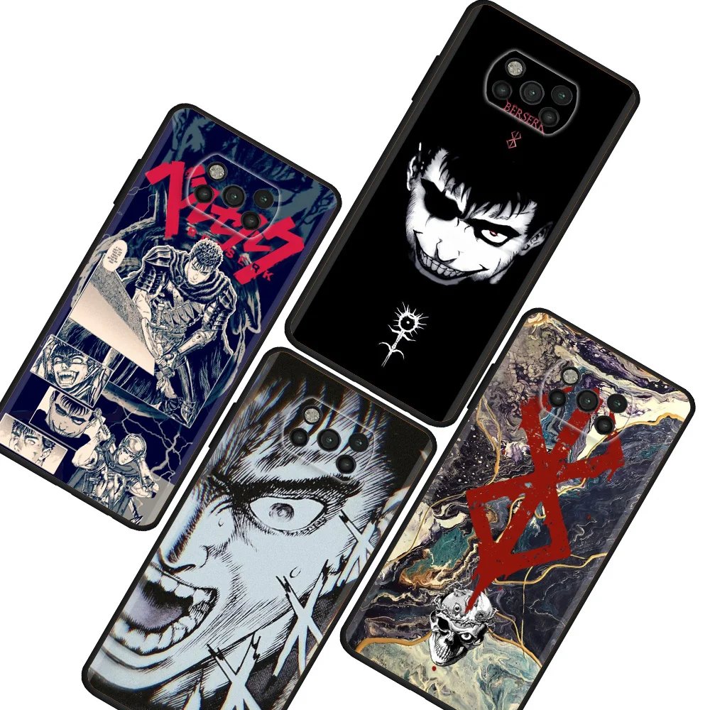 

Case For Xiaomi Mi Poco X3 NFC X4 Pro Protective Back Shell M5s M5 M3 M4 F4 C40 F1 F3 GT TPU Phone Cover Berserk Posters