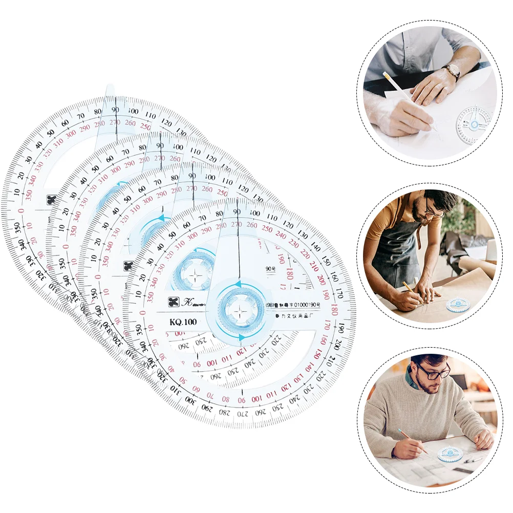 

4Pcs Measuring Protractor Circle Protractor Students Plastic Protractor Convenient Protractor Tool