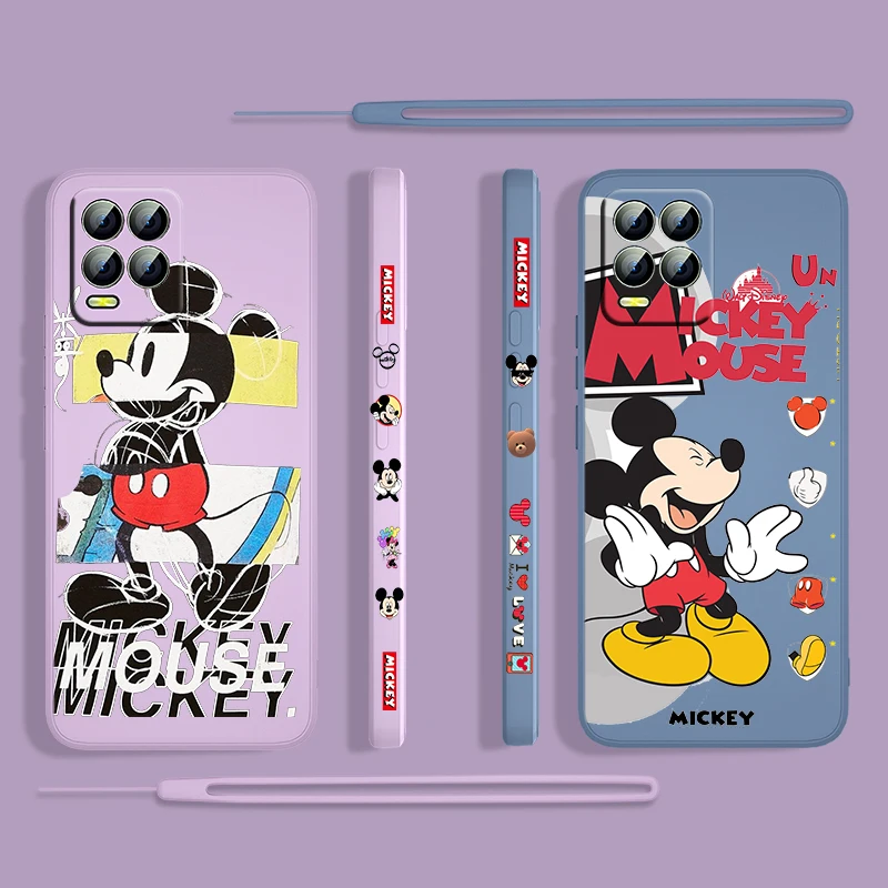 

Disney Anime Mickey Mouse Phone Case For OPPO Realme 50A 50i Find X3 X2 Lite GT Neo2T Master Pro C2 C21 XT Liquid Left Rope Capa