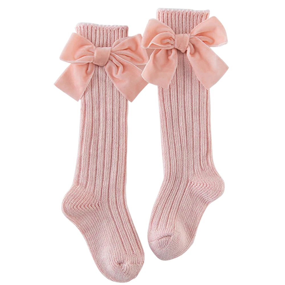 

Kids Baby Girls Socks For Uniform Stockings Breathable Winter Long Home Combed Cotton Gift Knee High Keep Warm Soft With Bowknot