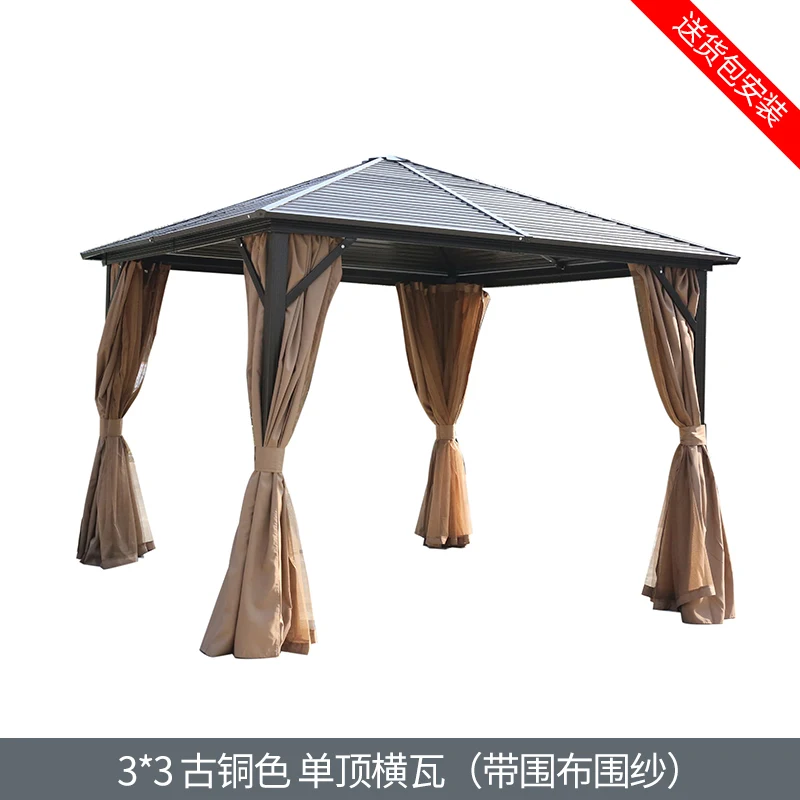 

Бронзовый однокрышечный Фотофон 3x3 м, китайский садовый беседка, деревянный павильон, наружный алюминиевый ручной навес с лезвием