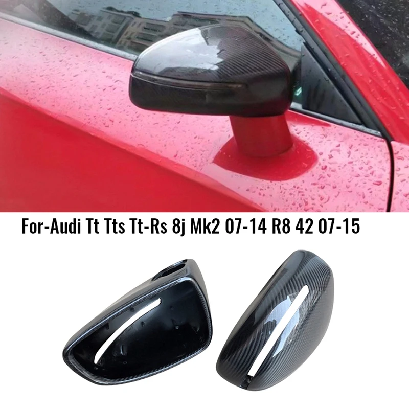 

1Set Carbon Fiber Side Wing Mirrors Reversing Mirror Outer Cover Caps Accessories For- Tt Tts Tt-Rs 8J Mk2 07-14 R8 42 07-15