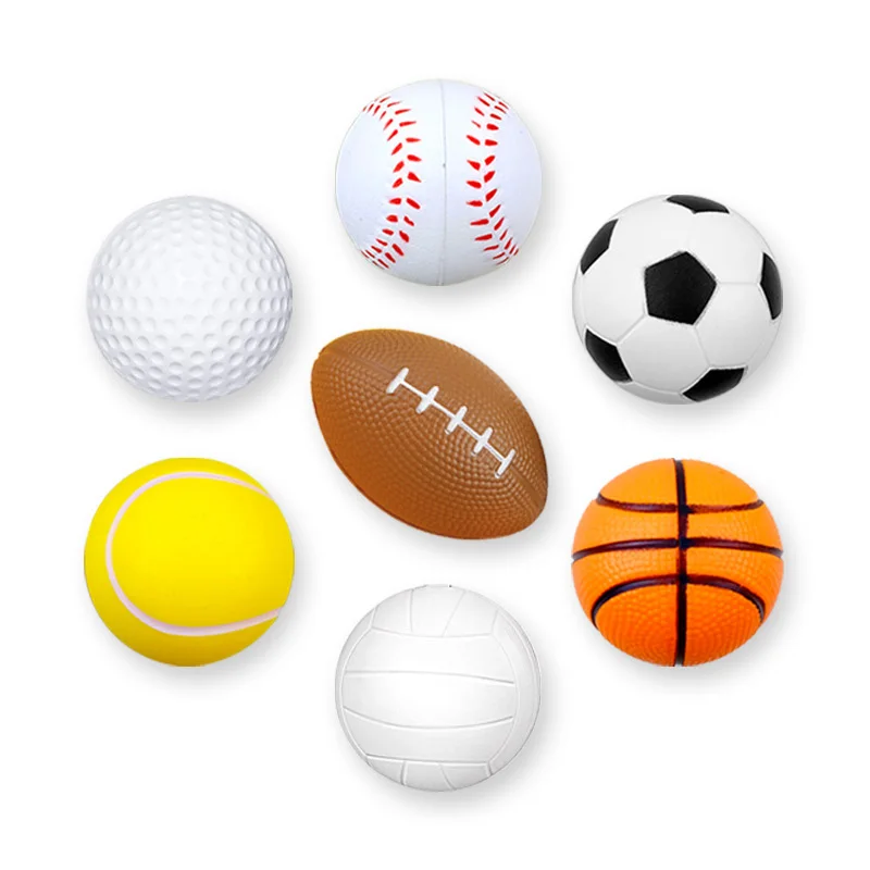Enlarge Mini Sports Balls for Kids Party Favor Toy, Soccer Ball, Basketball, Football, Baseball Squeeze Foam for Stress, Anxiety Relief