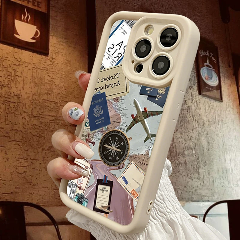 Фото Чехол для телефона Stamp Map для Samsung Galaxy S25 Ultra Plus S24 S23 S22 S21 S20 FE A73 A72 A71 A56 A55 A54 5G A52 A52S A51 4G Cover №3