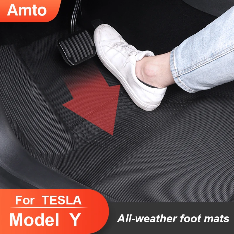 

Amto Floor Mats Black Pad For Tesla Model 3 Y 2020-2023 Custom Waterproof Mat Non-Slip Floor Liners Surrounded Floor Mats