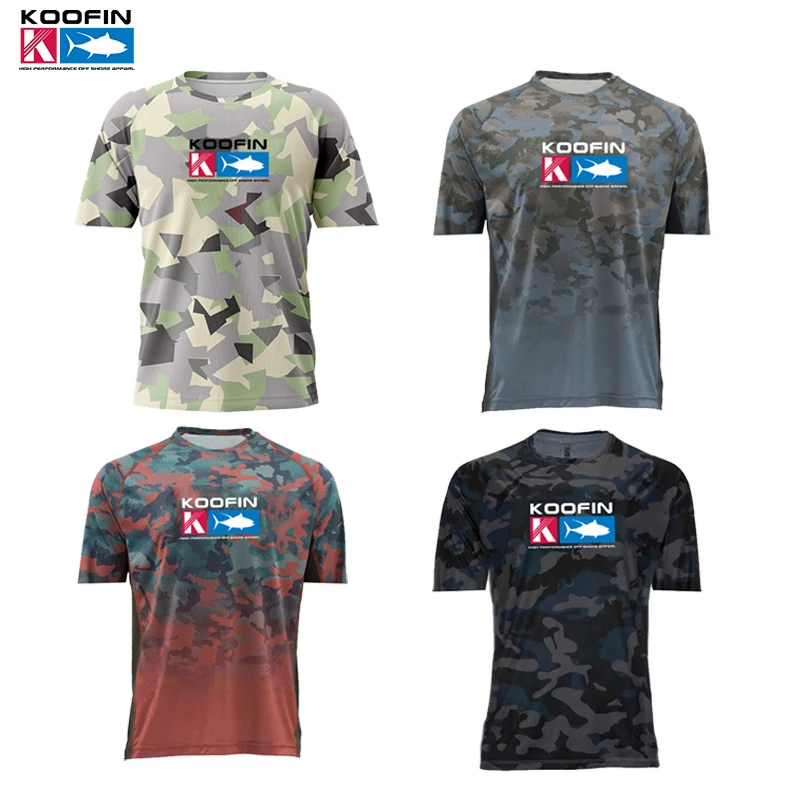 

Футболка для рыбалки Koofin, летний топ с коротким рукавом, футболки с защитой от УФ лучей, спортивная одежда для ловли рыбы
