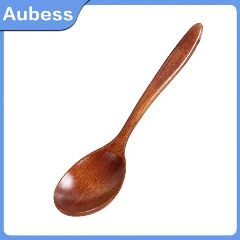 

18cm Ramen Spoon Japanese Household Wooden Spoon Baby Eating Long Handle Kitchen Cooking Utensil Tool 1pcs Honey Coffee Spoon