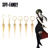 spy%c3%97family cosplay yor forger earrings gold tapered pendant ear clip earring for women girl gift jewelry accessories