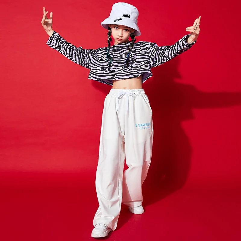 

Girls' jazz dance clothes, children's hip-hop performance clothes, foreign style girls' Navel show striped suit summer
