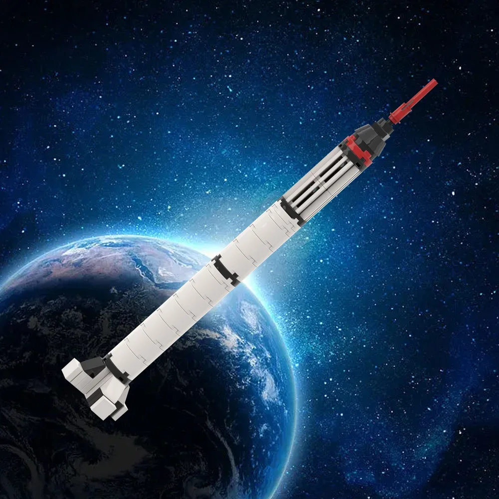 Фото MOC масштаб 1:110 Mercury Space Rocket Redstone, набор строительных блоков, исследование Вселенной, длинная марша, ракета, образовательный кирпич, детские игрушки №2