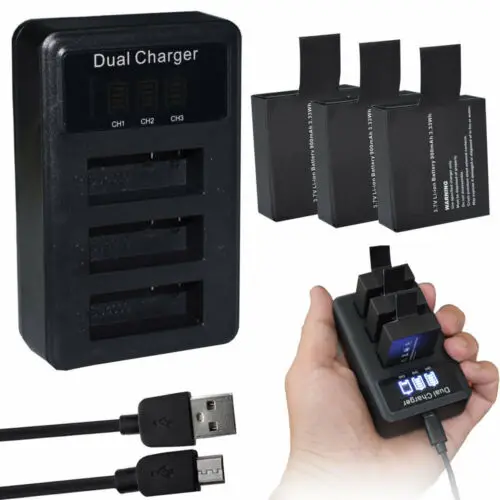 

3x Battery for M10 4K SJCAM SJ8000 SJ9000 Sport Action Camera +Triple Charger