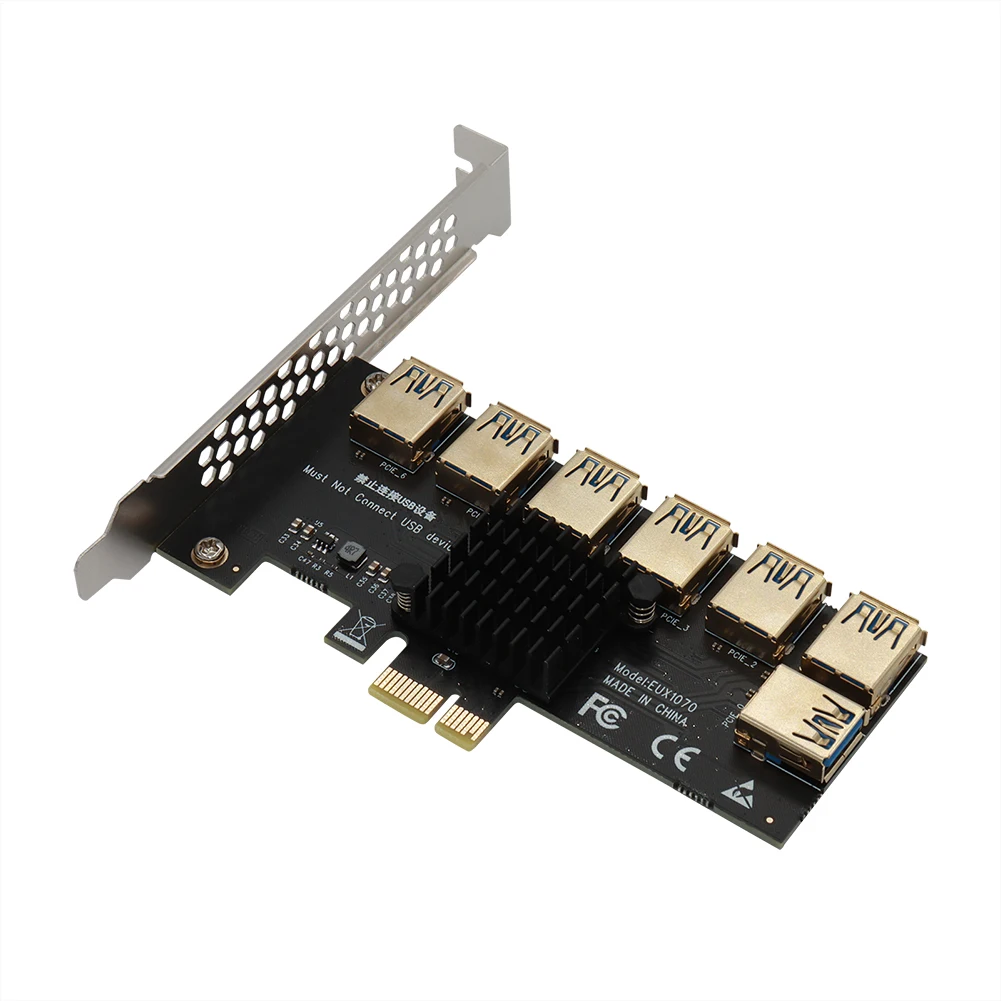 

PCI-E 1x 1 to 7 Riser Card Adapter Multiplier Hub Connector PCI-Express USB 3.0 for BTC Miner for DOS/Linux/Windows XP/7/8/10