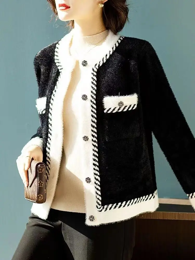 QWEEK Old Moneys французский винтажный ретро кардиган женский трикотаж модный шикарный