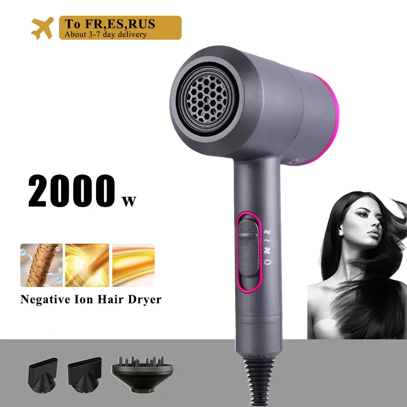 

Профессиональный фен для волос мощный горячий и холодный фен отрицательный ионный молоток диффузор Электрический Фен 2000 Вт