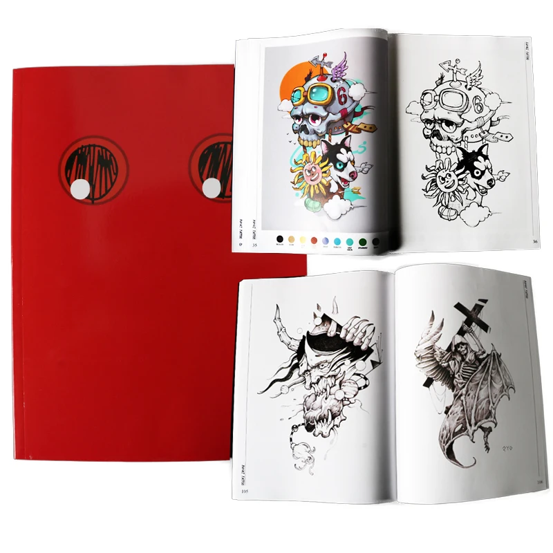 Monkey Skull Animal God Dragon Tattoo Linear Print Manuscrip