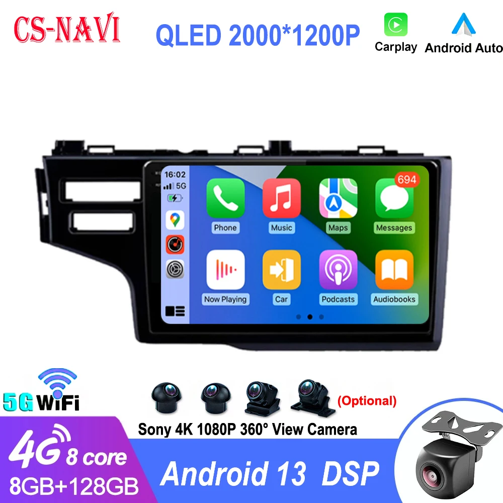 9'' Android 13 Car Radio For Honda Jazz 3 2015 - 2020 Fit 3 GP GK 2013 - 2020 Multimedia Player GPS Navigation 4G Carplay DVD