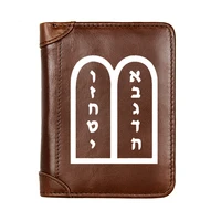 the ten commandments of the bible cover genuine leather men wallet fashion pocket slim card holder male short coin purses