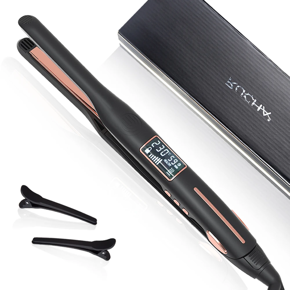 Hair Flat Iron 10mm Titanium Thinnest Narrow Hair Straightener For Beard Short Hair Styling Tool