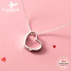 Trustdave Настоящее серебро 925 пробы романтическое сердце белое розовое кубическое ожерелье до ключиц для женщин Свадебная вечеринка ювелирные изделия DS1092