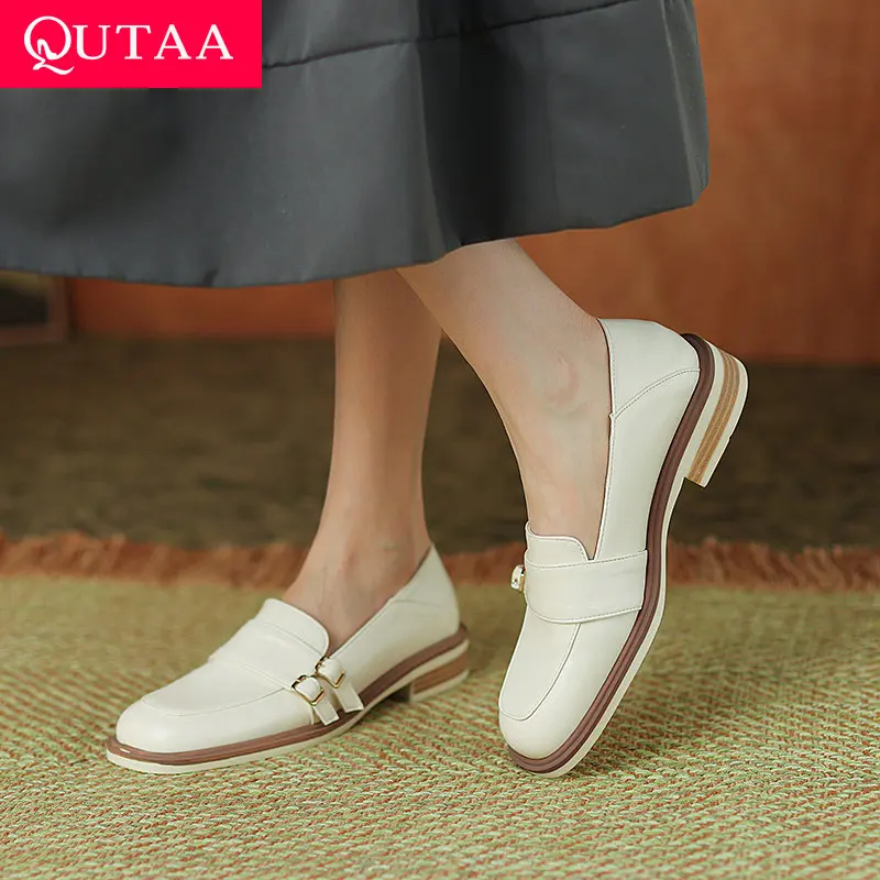 

QUTAA/2022 г. Элегантные женские туфли-лодочки из коровьей лакированной кожи на платформе весенне-осенняя модная женская обувь на высоком квадр...