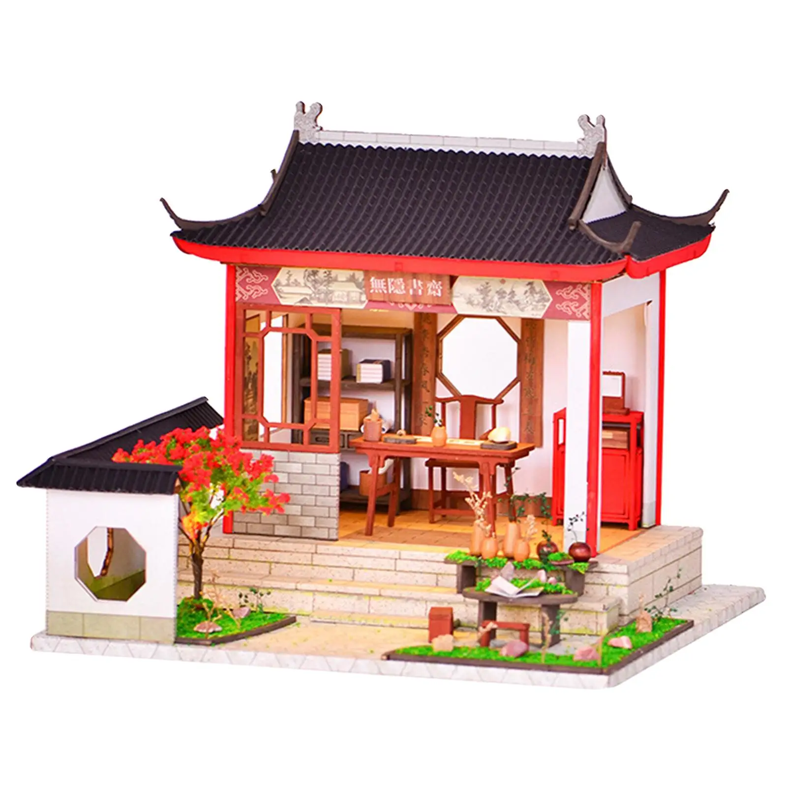 

Creative DIY Wooden Dollhouse Kit Chinese Style Retro Study Room Toy