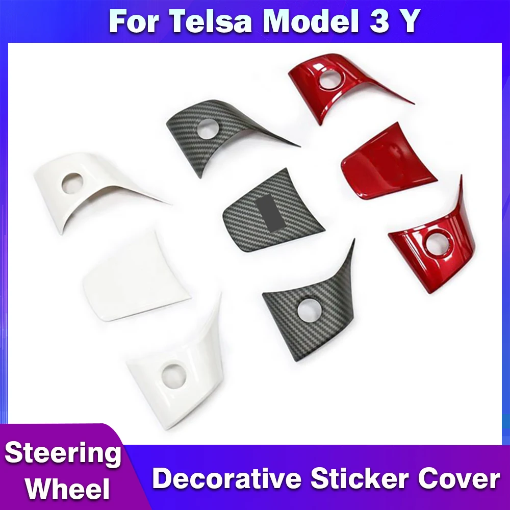 

Carbar For Tesla Model Y 3 Steering Wheel Decorative Sticker Cover Decorative Patch Protection Modified Interior Accessories